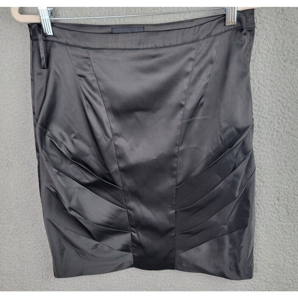 Vero Moda Pencil Skirt Black 6 Pleated Satin High Waist Dark Academia